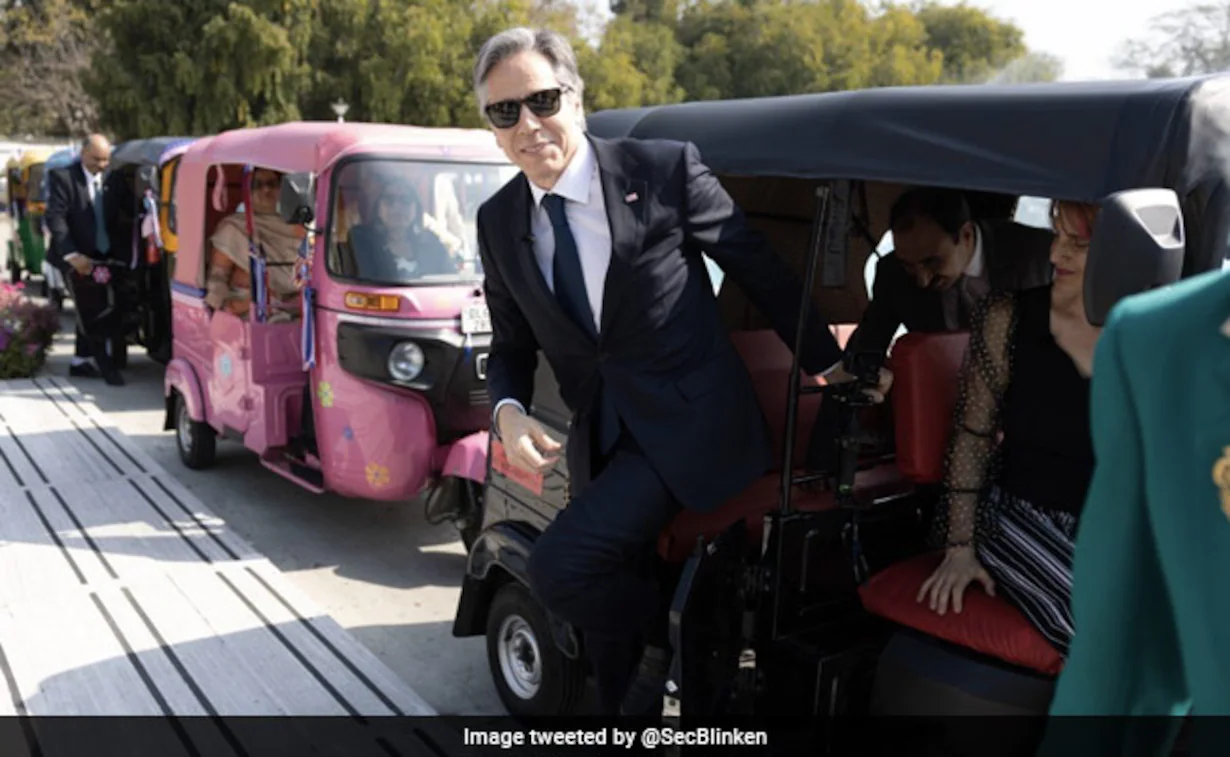 Secretary Of State Antony Blinken Seen In Autorickshaw