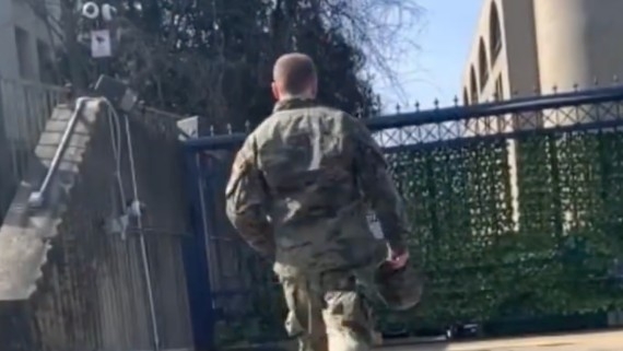 Security Officer Points Gun At US Soldier Aaron Bushnell As He Burns To Death
