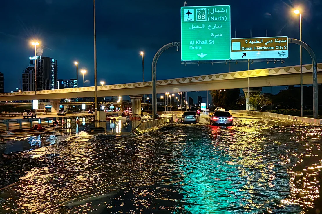  Nearly 4 inches (100 mm) of rain fell over the course of just 12 hours on Tuesday, according to weather observations at the airport – around what Dubai usually records in an entire year, according to United Nations data.

The rain fell so heavily and so quickly that some motorists were forced to abandon their vehicles as the floodwater rose and roads turned into rivers.

Video from social media showed water rushing through a major shopping mall and inundating the ground floor of homes. 