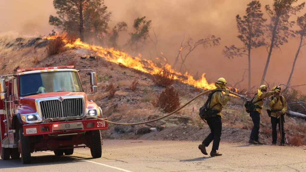 Firefighters work to control the Park Fire