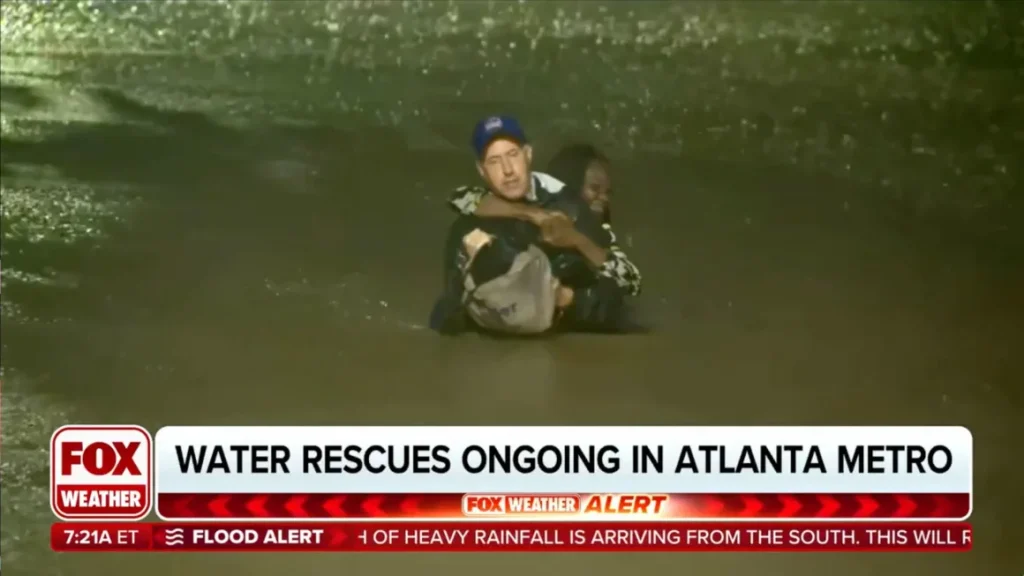 Meteorologist Bob Van Dillen rescues Angelina Madut