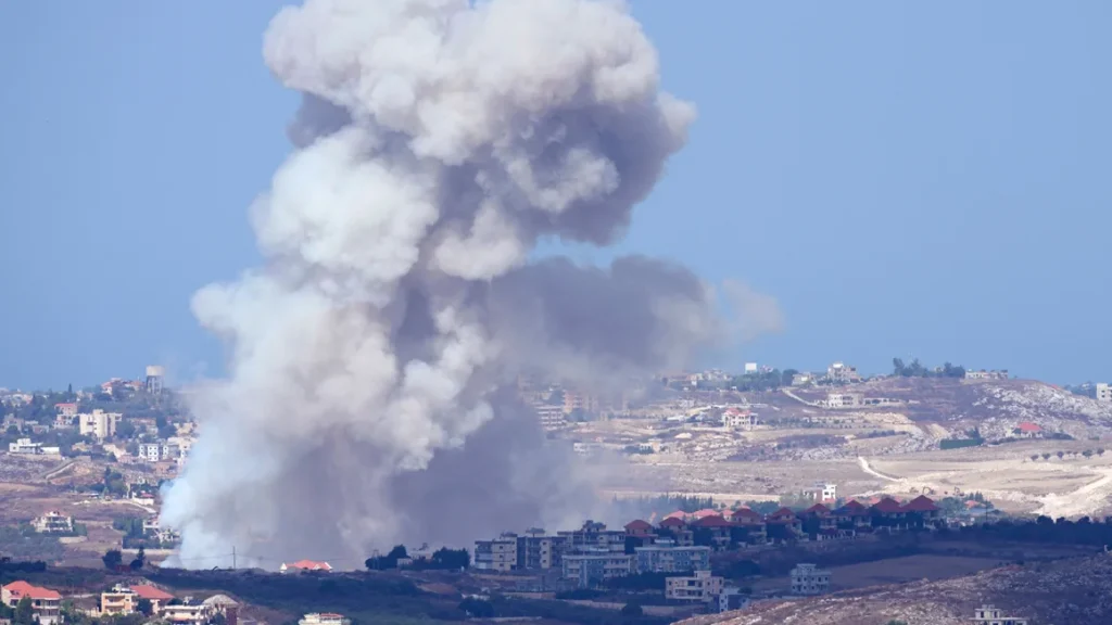 Smoke rises from Israeli airstrikes