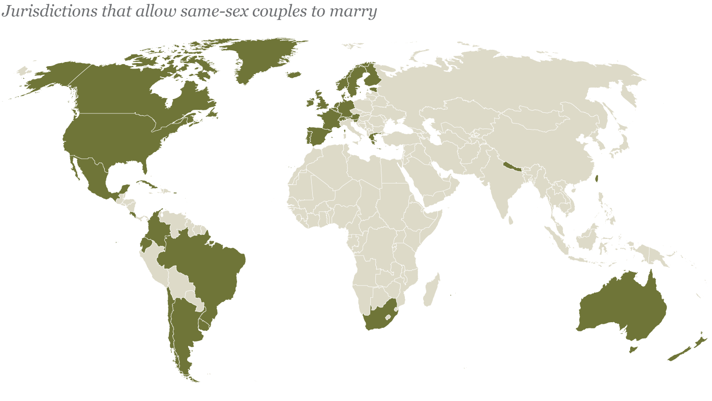 Where same-sex marriage is legal around the world