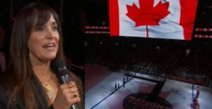 Singer Chantal Kreviazuk changes lyrics of Canadian anthem at hockey game after Trump’s 51st state remarks