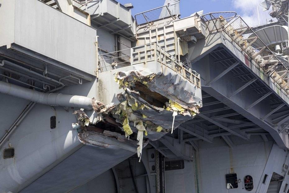 US Navy aircraft carrier collides with merchant ship near Suez Canal