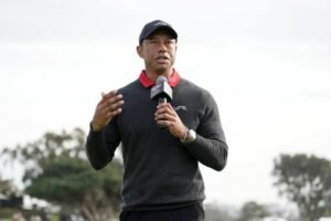 ‘Emotional’ Tiger Woods returns to golf following the death of his mother as Jupiter Links suffer TGL loss